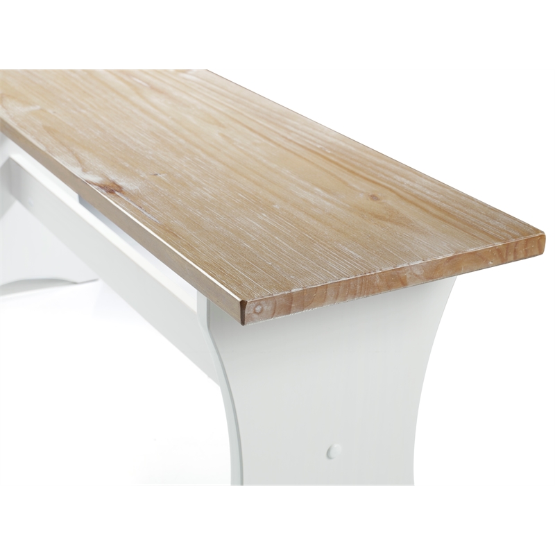 Pemberly Row Solid Wood Dining Nook Set with Storage in Antique White/Driftwood