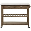 Pemberly Row Acacia Wood Kitchen Cart with Barnwood Finish