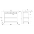 Pemberly Row Acacia Wood Kitchen Cart with Barnwood Finish