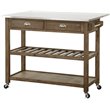 Pemberly Row Acacia Wood Kitchen Cart with Barnwood Finish