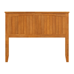 Pemberly Row Full Coastal Solid Wood Panel Headboard in Light Toffee