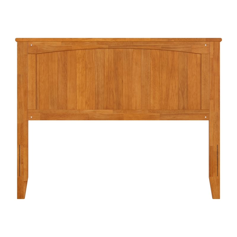 Pemberly Row Full Coastal Solid Wood Panel Headboard in Light Toffee