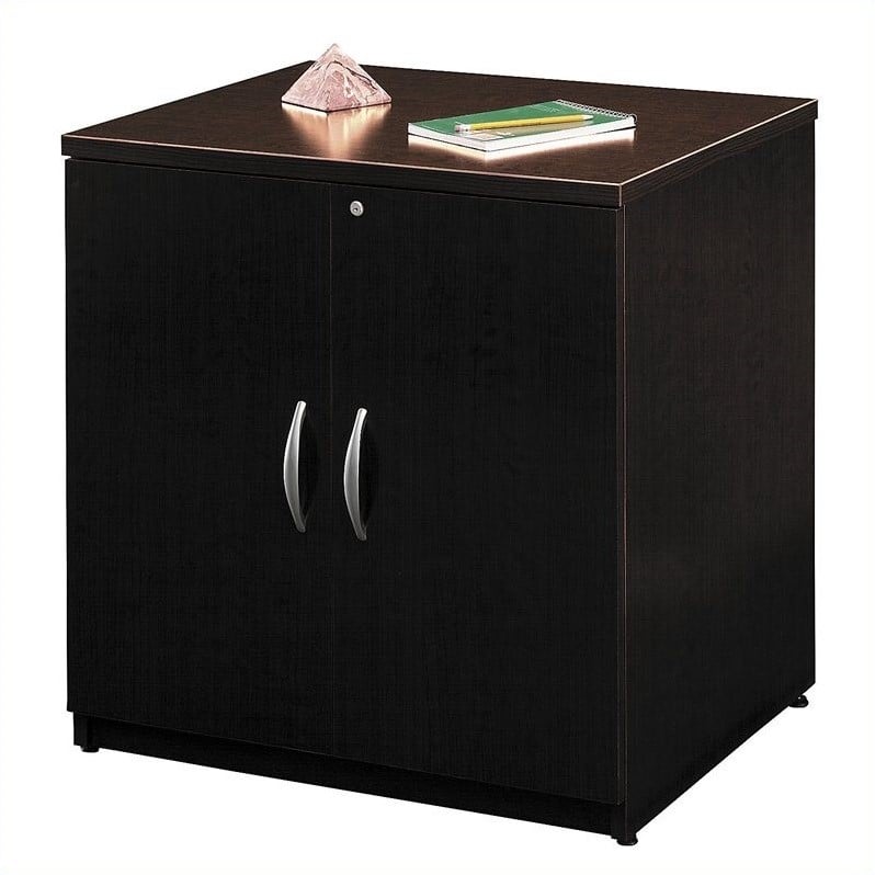 Pemberly Row Engineered Wood 30W Storage Cabinet in Mocha Cherry