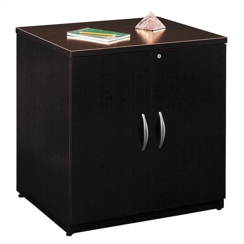 Pemberly Row Engineered Wood 30W Storage Cabinet in Mocha Cherry
