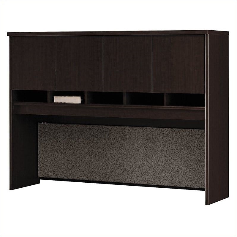 Pemberly Row Engineered Wood Transitional 60W Hutch in Mocha Cherry