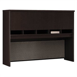 Pemberly Row Engineered Wood Transitional 60W Hutch in Mocha Cherry