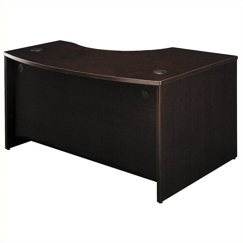 Pemberly Row Engineered Wood 60x43 Left-Handed L-Bow Desk in Mocha Cherry