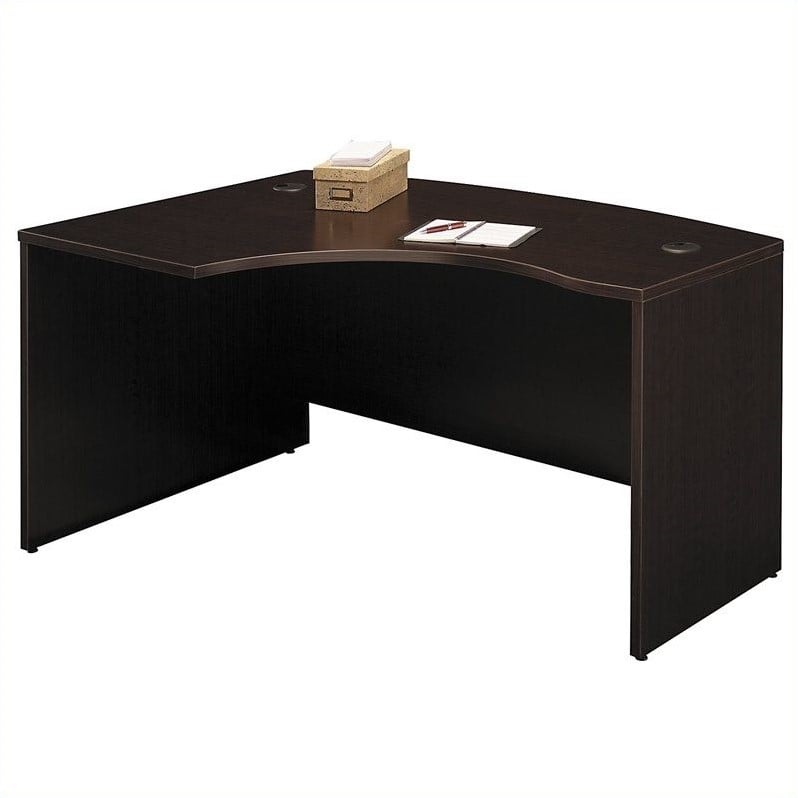 Pemberly Row Engineered Wood 60x43 Left-Handed L-Bow Desk in Mocha Cherry