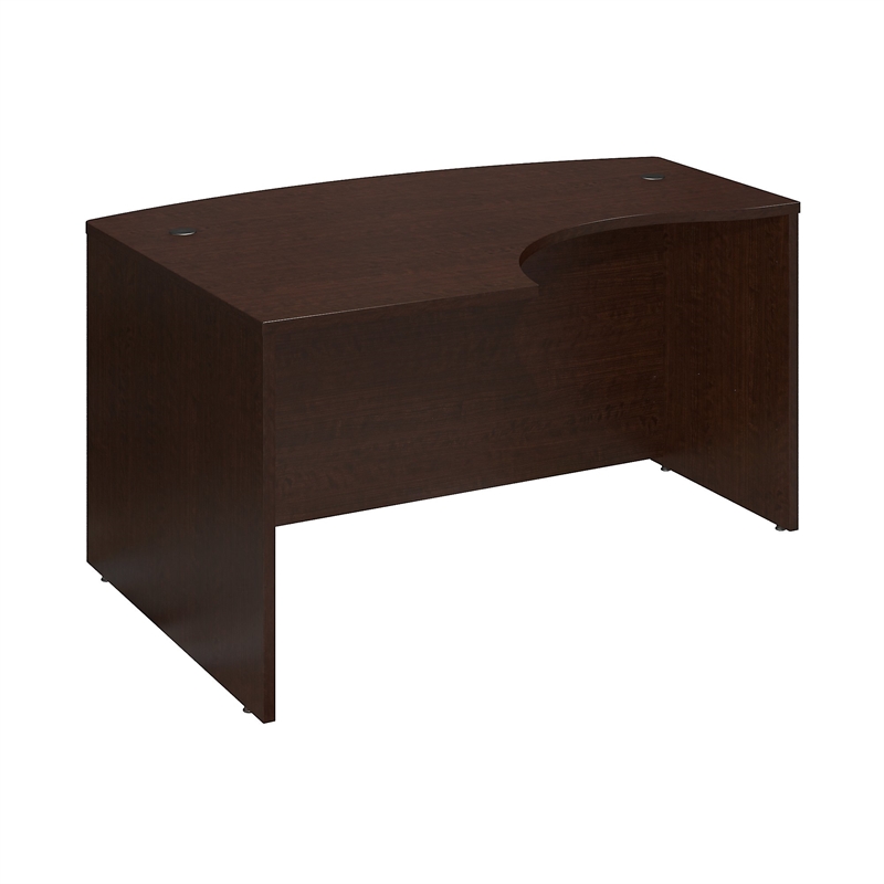 Pemberly Row Engineered Wood 60x43 Left-Handed L-Bow Desk in Mocha Cherry