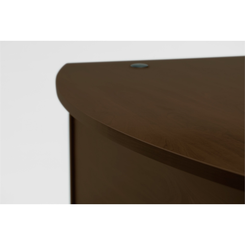Pemberly Row Engineered Wood 60x43 Left-Handed L-Bow Desk in Mocha Cherry