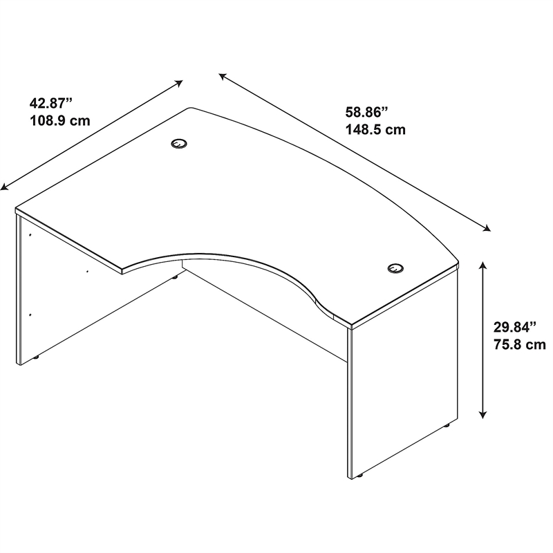 Pemberly Row Engineered Wood 60x43 Left-Handed L-Bow Desk in Mocha Cherry