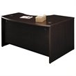 Pemberly Row Engineered Wood 60x43 Left-Handed L-Bow Desk in Mocha Cherry
