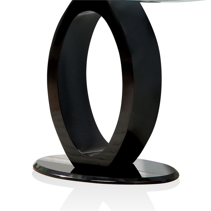 Pemberly Row Contemporary Wood Console Table in Glossy Black