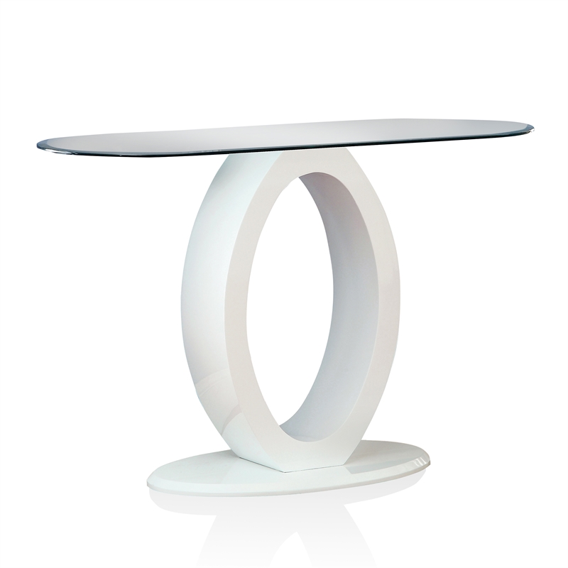 Pemberly Row Contemporary Wood Console Table in White Finish