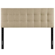 Pemberly Row Queen Upholstered Polyester Fabric Headboard in Beige