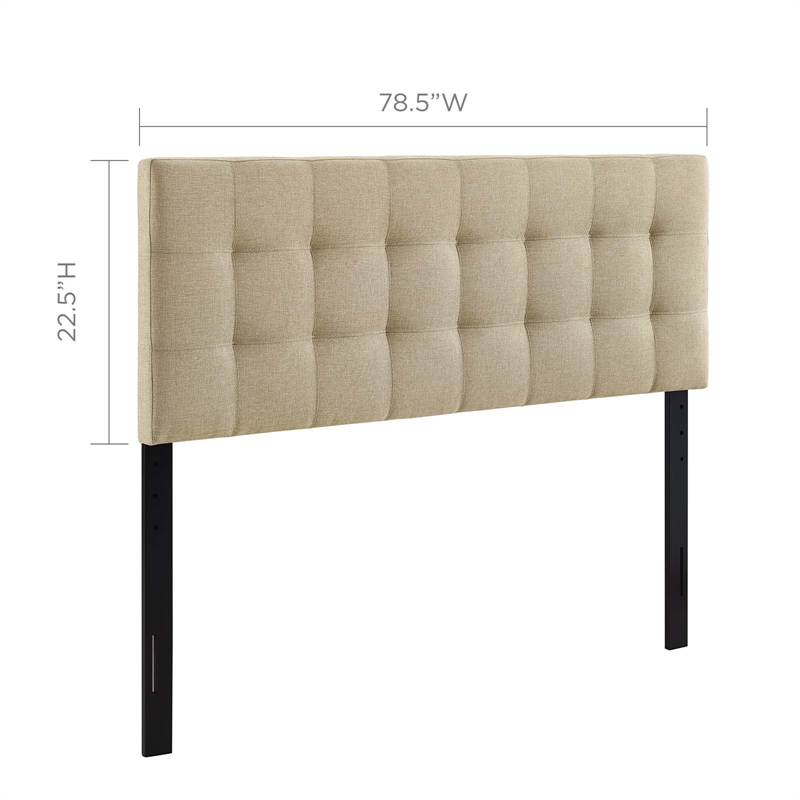 Pemberly Row King Upholstered Polyester Fabric Headboard in Beige