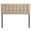 Pemberly Row King Upholstered Polyester Fabric Headboard in Beige