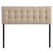Pemberly Row Full Upholstered Polyester Fabric Headboard in Beige