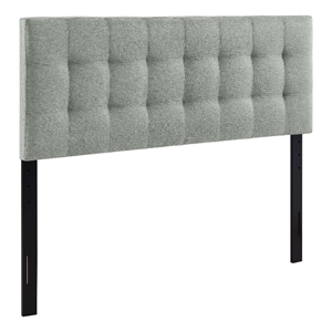 Pemberly Row Full Upholstered Polyester Fabric Headboard in Gray