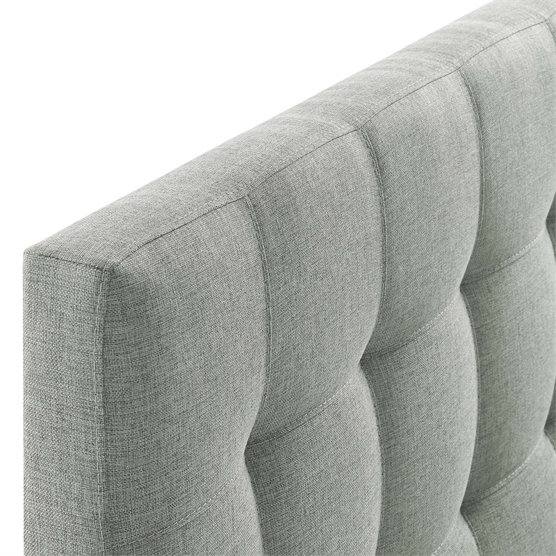 Pemberly Row Full Upholstered Polyester Fabric Headboard in Gray
