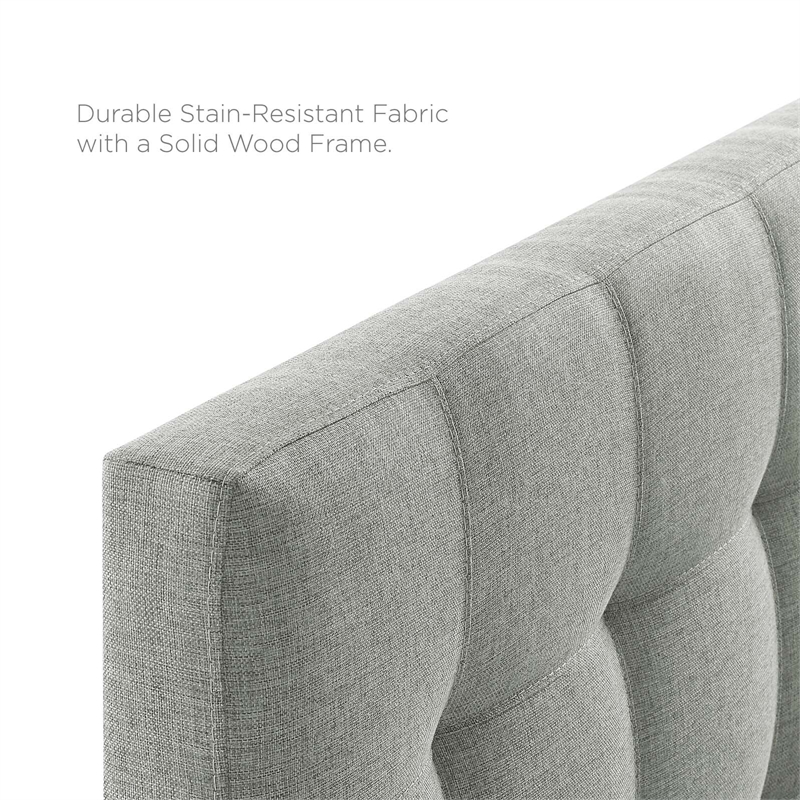 Pemberly Row Full Upholstered Polyester Fabric Headboard in Gray