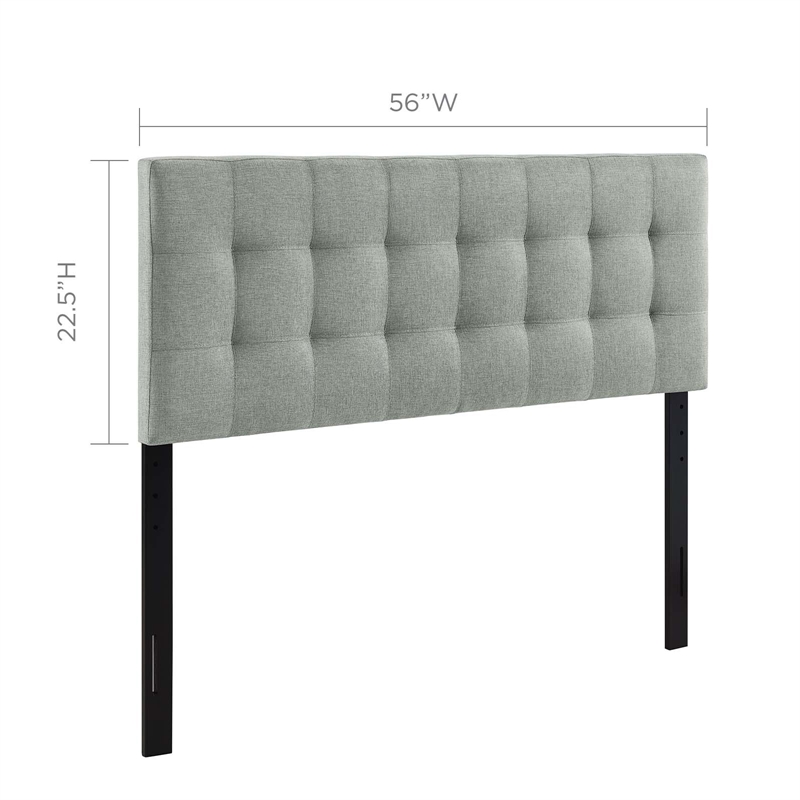 Pemberly Row Full Upholstered Polyester Fabric Headboard in Gray