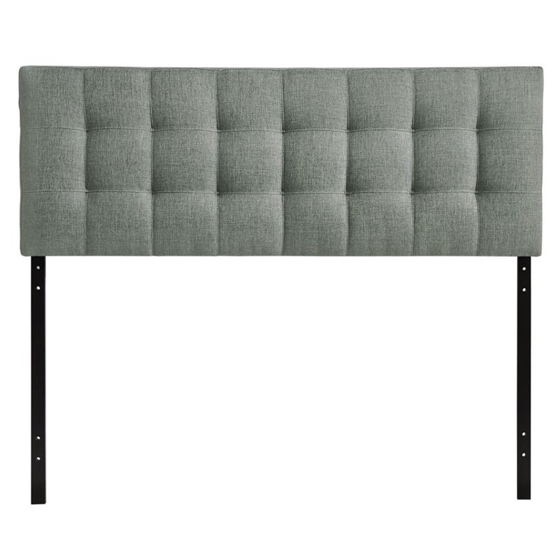 Pemberly Row Full Upholstered Polyester Fabric Headboard in Gray