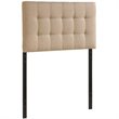 Pemberly Row Twin Upholstered Polyester Fabric Headboard in Beige