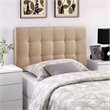 Pemberly Row Twin Upholstered Polyester Fabric Headboard in Beige
