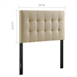 Pemberly Row Twin Upholstered Polyester Fabric Headboard in Beige