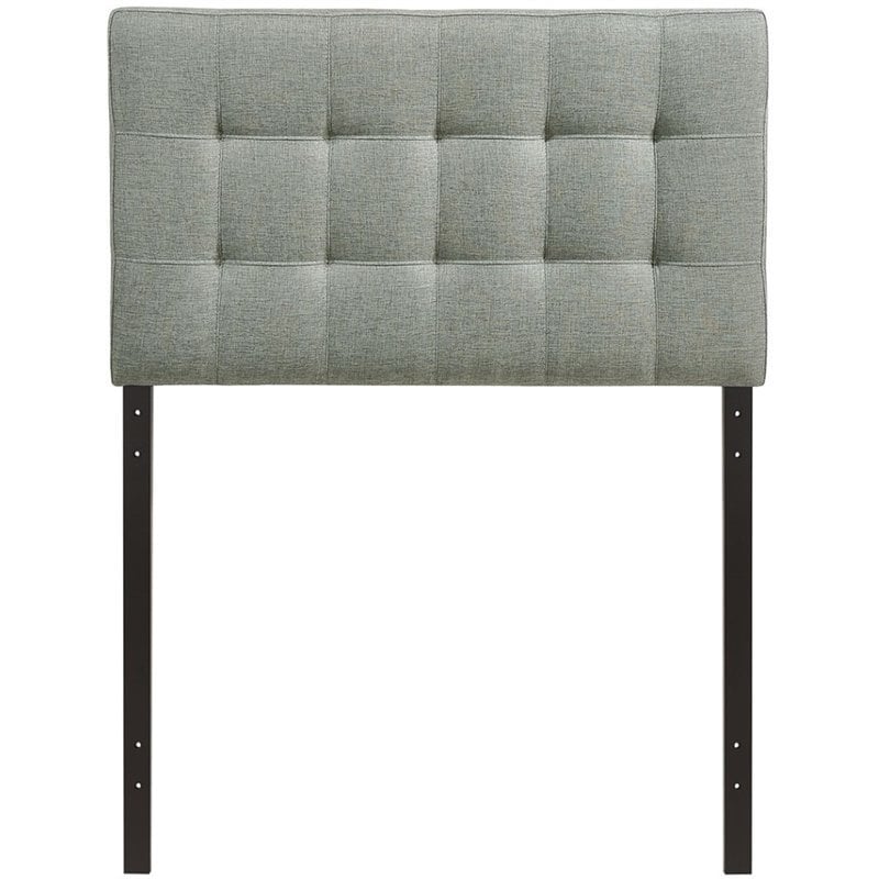 Pemberly Row Twin Upholstered Polyester Fabric Headboard in Gray