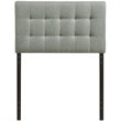Pemberly Row Twin Upholstered Polyester Fabric Headboard in Gray