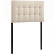 Pemberly Row Twin Upholstered Polyester Fabric Headboard in Ivory