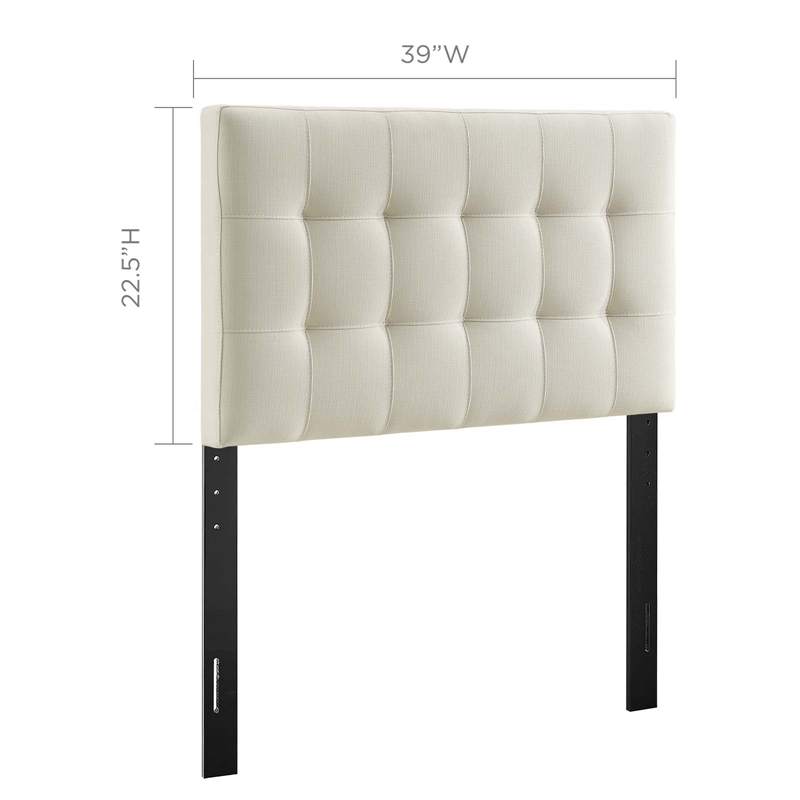 Pemberly Row Twin Upholstered Polyester Fabric Headboard in Ivory