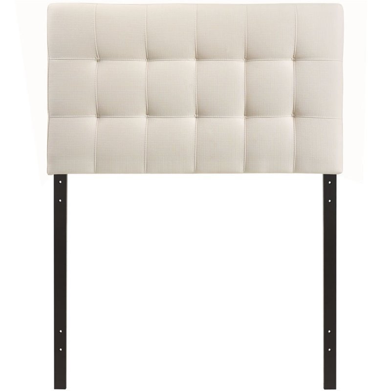 Pemberly Row Twin Upholstered Polyester Fabric Headboard in Ivory