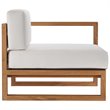 Pemberly Row 4-Piece Solid Teak Wood Patio Sectional Sofa in Natural and White