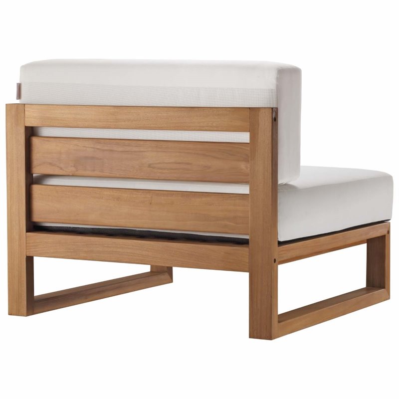 Pemberly Row 4-Piece Solid Teak Wood Patio Sectional Sofa in Natural and White