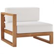 Pemberly Row 2-Piece Solid Teak Wood Patio Loveseat in Natural and White
