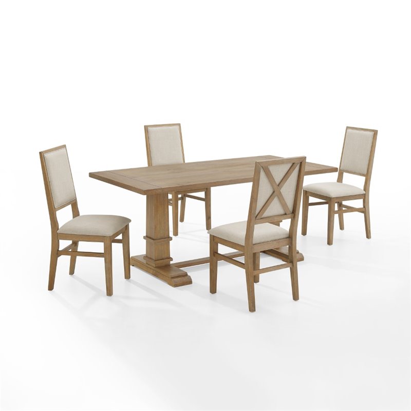 Pemberly Row 5-Piece Farmhouse Wood Dining Set in Rustic Brown