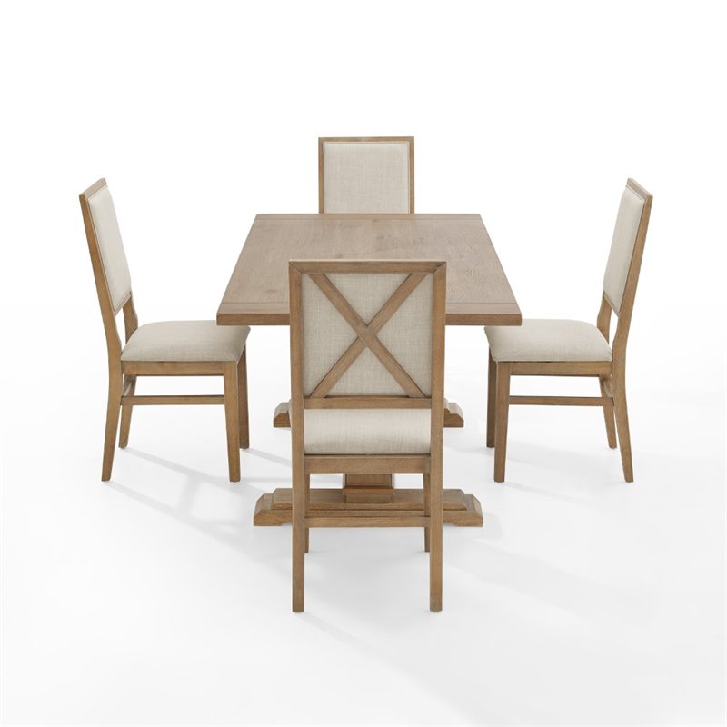 Pemberly Row 5-Piece Farmhouse Wood Dining Set in Rustic Brown
