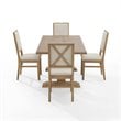 Pemberly Row 5-Piece Farmhouse Wood Dining Set in Rustic Brown