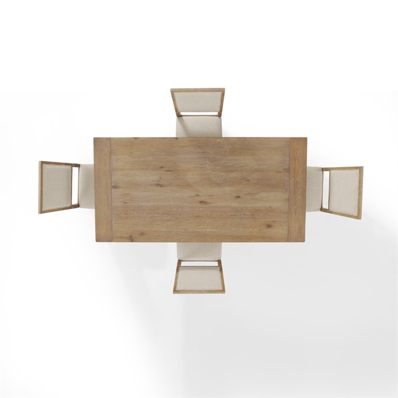 Pemberly Row 5-Piece Farmhouse Wood Dining Set in Rustic Brown