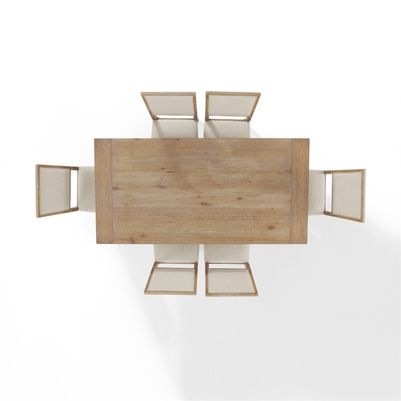 Pemberly Row 7-Piece Farmhouse Wood Dining Set in Rustic Brown