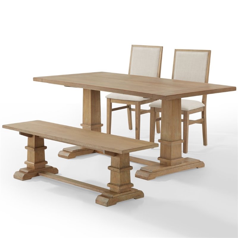 Pemberly Row 4-Piece Modern Wood Dining Set in Rustic Brown/Cream