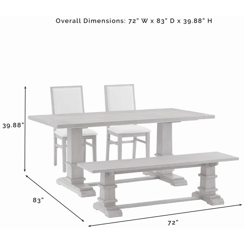 Pemberly Row 4-Piece Modern Wood Dining Set in Rustic Brown/Cream
