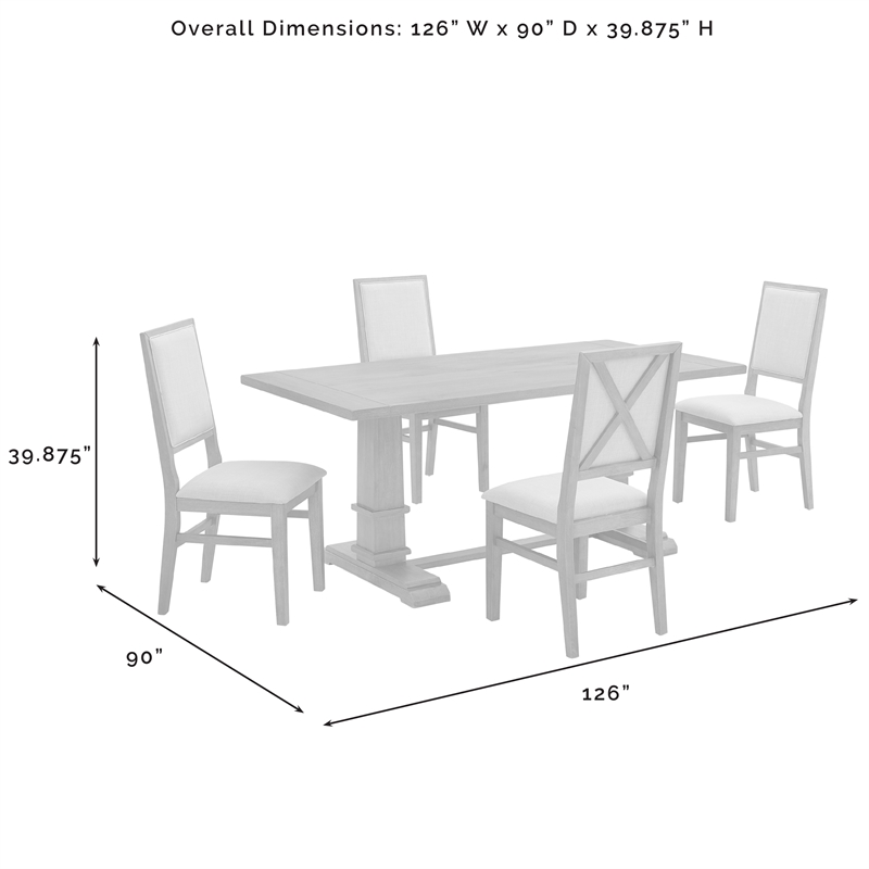 Pemberly Row Contemporary 5-Piece Dining Table Set in Dark Oak/Creme