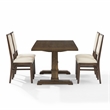 Pemberly Row Contemporary 5-Piece Dining Table Set in Dark Oak/Creme