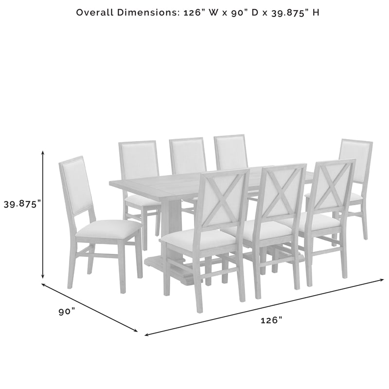Pemberly Row Contemporary 9-Piece Dining Table Set in Dark Oak/Creme