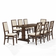 Pemberly Row Contemporary 9-Piece Dining Table Set in Dark Oak/Creme