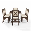 Pemberly Row Contemporary 9-Piece Dining Table Set in Dark Oak/Creme